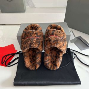 Designer Winter Slippers Luxury Fur Slides Women Wool Sandals Autumn Winter Teddy Fuzzy Slipper With Box NO468