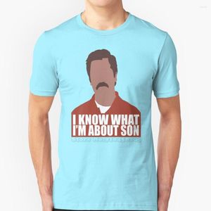 Homens camisetas Eu sei o que sou sobre filho manga curta camisa streetswear harajuku verão de alta qualidade camiseta tops ron swanson parques e