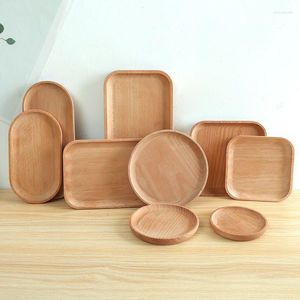 Dekorativa figurer Solid Wood Tray Ins Wind Hushåll Rektangulär rund japansk platta Pizza Träpall biffte