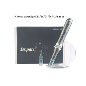 Caneta de microagulhamento profissional Ultima M8 - melhor kit de ferramentas de cuidados com a pele para rosto e corpo + 10 cartuchos