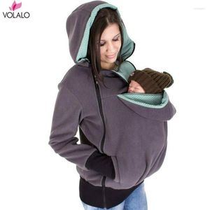 Moletons femininos VOLALO Exclusivo Real Baby Wearing Carrier Casaco com capuz Jaqueta Moletom Mãe Babywearing Roupas canguru multifuncionais