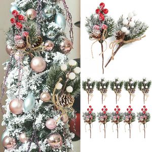 Decorazioni natalizie 5 pezzi Natale bacca rossa fiore artificiale pigna ramo decorazioni per albero di natale ornamento confezione regalo casa ghirlanda fai da te 230905