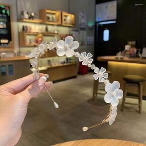 Grampos de cabelo pequeno estilo fresco branco flor hoop elegante doce pérola decorativa headband claro acessórios foscos