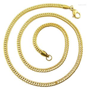 Kedjor Fashion Men Male Gold Chain 55cm Halsband Rostfritt stål Curb Mesh 3,5 mm breda smycken