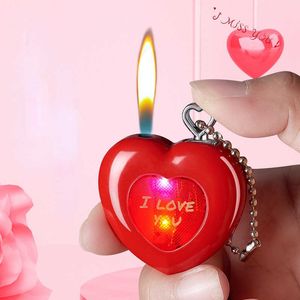 Ny Love Pendant Uppblåsbar öppen flamma ljusare kreativ flash personlighet män och kvinnor gåva tändare y9v4
