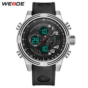 Weide Men Sports Numeral Back Light Digital Analog Black Quartz Black Backle Date Sport Wrist Watch Military Relogio Masculino245N