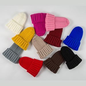 Berets MS.Bobblefur Criança Beanies Cap Kid Chapéu Inverno Cabeça Aquecedor Crianças Malha Bebês Chapéus Pai Bebê Outono