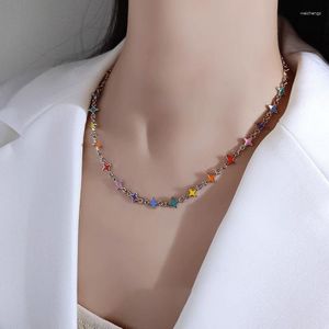 Ketten 2023 Bunte Halskette Stern Anhänger Splice Y2K Retro Kpop Quaste Punk Schlüsselbein Choker Schmuck Party Geschenk