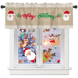 Curtain Christmas Santa Claus Short Curtains Kitchen Cafe Wine Cabinet Door Window Small Wardrobe Home Decor Drapes