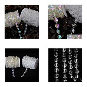 Party Decoration Wholesale-30 Meter Diamond Crystal Acrylic Beads Roll Hanging Garland Strand Wedding Birthday Chilet Decor Diy Dhrbx