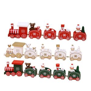 Decorações de Natal Trem de madeira Ornamento Decoração para casa Papai Noel Presente Brinquedos Artesanato Mesa Deco Navidad Xmas 2021 Ano Drop Dhyuz