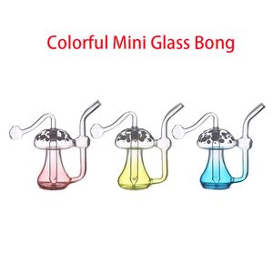 Dark Nargile Mini Mantar Cam Dab Downstem PERC Bong Su Sigara ile 10mm Yağ Burner Kase