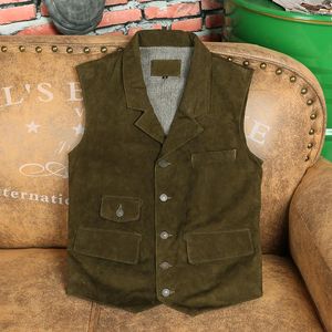 Gilet da uomo Cowboy occidentale Gilet in pelle retrò giapponese Colletto May Kaji Pecora senza maniche Pippi Maschio