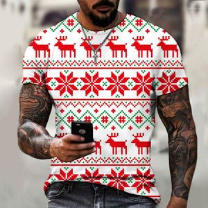 Herren T-Shirts T-Shirts Cooles Weihnachtsmuster Hip Hop Mode Männliche Tops Kurzarm Lose Casual Tees