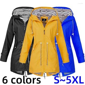 Women's Trench Coats Long Casual Raincoat Sleeved Waterproof Travel Jacket Running Fashion Sleeve Hooded Windbreaker
