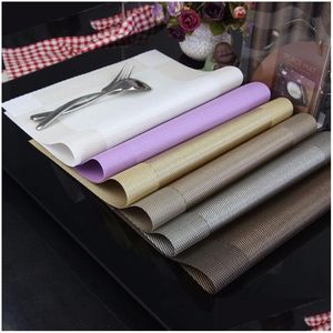 Tapetes almofadas placemats lavável pvc mesa de jantar resistente ao calor tecido vinil lugar para cozinha 7 cores entrega gota casa jardim barra otayz