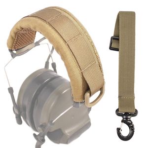 Tactical Earphone Tactical Modular Headset Cover Molle Headband Military Earphone Microphone Protection Case Hunting Earmuff Headphone Stand Strap 230906