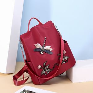 wholesale women shoulder bag 3 colors light waterproof Oxford leisure student backpack small fresh dragonfly embroidered handbag fashion sequin handbags 9069#
