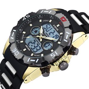 Wristwatches Stryve 8010 Brand Luxury Dual Display Quartz Digital Male Led Clock Military Heavy Dial Waterproof Men Sport Watch Montre Homme 230905