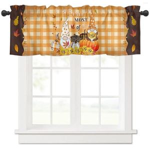 Curtain Thanksgiving Autumn Pumpkin Maple Sunflower Short Curtains Kitchen Wine Cabinet Door Window Small Home Decor Drapes