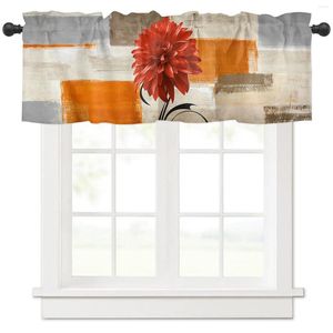 Curtain Dahlia Oil Painting Abstract Texture Plant Flower Orange Short Kitchen Wine Cabinet Door Window Small Home Decor