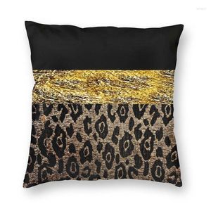 Pillow Animal Print Black and Gold Brown obejmuje sofę do dekoracji domowej Geparda Leoparda kwadratowa okładka 45x45