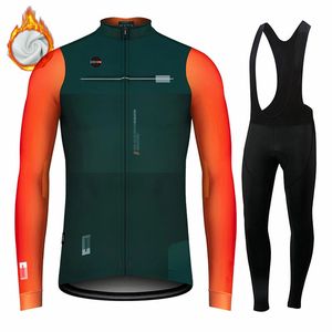 Cykeltröja sätter upp Pakaian Bersepeda Pria Sweater Lengan Panjang Dengan Bulu Termal Celana Seda Gunung Dan Jalan Musim Dingin 2023 230905
