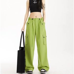 Womens Pants Capris avocado green overalls women summer American hiphop dancing pants high waist wide legs casual quickdrying sweatpants 230905