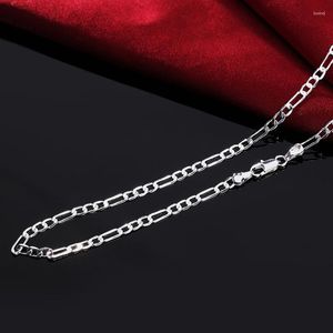 Łańcuchy 4 mm płaski łańcuch boczny zapięcie homba 16-30 cali naszyjnik męski 925 srebrna biżuteria na przyjęcie weselne