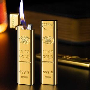 New Long Grinding Wheel Gold Bar No Gas Lighters Smoking Set Gift, Personalized High Quality Lighter, Not to Be Missed C23Y