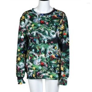 Damenpullover Damen Langarm Pullover Sweatshirt Weihnachtsbaum Glocken Print T-Shirt Tops M Büro Dame Arbeitskleidung Damenbekleidung