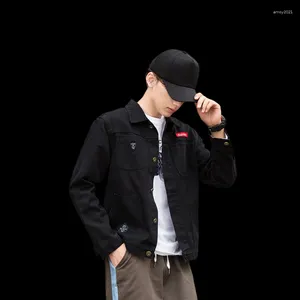 メンズジャケットスプリングデニムジャケット日本のビンテージルーズフィッティングワーク薄い若者スリムな韓国語バージョントレンディ服