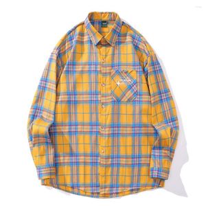 Men's Casual Shirts Plaid Flannel Shirt Men Women Turn-down Collar Long Sleeve Outerwear Clothing Unisex