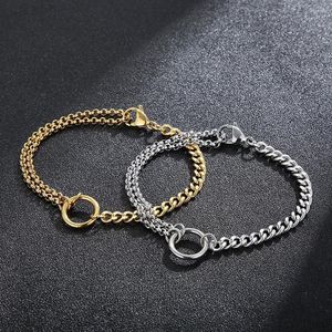 Link pulseiras cor de ouro prata pulseira de aço inoxidável homens corrente casal pulseira hip hop estilo punk jóias presente para mulher atacado