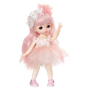 Dockor 22,5 cm prinsessor leksaker för flickor bjd rörlig gemensam födelsedagspresent husspel vackra barn vackra rosa klänning sagor 230906