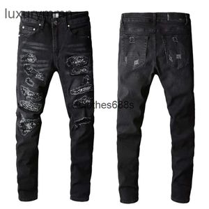 Designers Jeans Amirrss Calças Masculinas New US Casual Hip Hop High Street Wear e Rasgo Faça Old Wash Splash Tinta Cor Pintura Slim Fit Jeans Homem # 669 C3CI