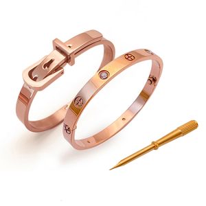 Bangle toppkvalitet rostfritt stål smycken kvinnor spänne design par armband armband med skruvmejsel 230906