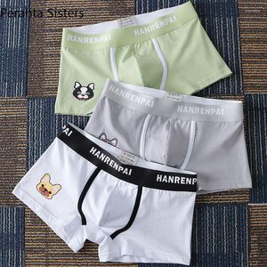 Underpants 3Pcs/Lot Men Boxers Fashion Cotton Underwear Trendy Cartoon Dog Printing 's Panties Elastic Breathable