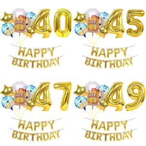 Andra evenemangsfest levererar 20st skål till 40 41 42 43 44 45 47 48 49 år födelsedag ballonger öl mugg ving glas boll nummer banners dekorationer 230905