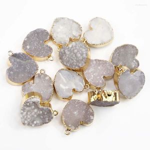 Pendant Necklaces Natural Good Quality Stone Agate Exquisite Crystal Gold Edged Charms Fashion Jewelry Accessories Sell 6Pcs