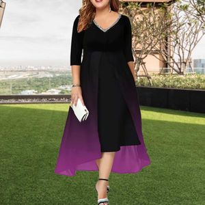 Plus Size Dresse Kleid Attraktives weiches Kleid mit unregelmäßigem Saum Fake Zweiteiler Slim Streetwear Größe 230905