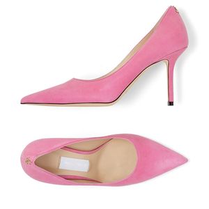 Fashion Women Sandals London Love 85 mm Pumps Classic In Pink Black Suede High Heels Italy Beautiful Pointed Toe Badge Designer Luxury Evening Dress Sandal Box EU 35-43