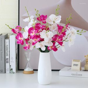 Decorative Flowers 20 Heads Butterfly Orchid Bouquet Artificial Flower Wedding Party Decoration Silk Fake Home Parlour Vase Decor Ornaments