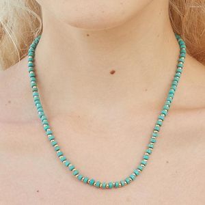 Kolye Kolyeler Zmzy Turquoises Doğal Taş Kadın Chokers Kolye Moda Zinciri Yakaları Modaya Düzenli Basit Takı Femme Homme Bijoux