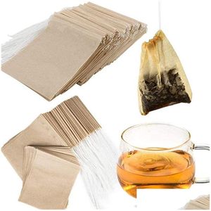 Coffee Tea Tools 100Pcs/Lot Loose Leaf Filter Bag Natural Unbleached Empty Paper Infuser Strainers For Wooden Color Drop Delivery Otetq