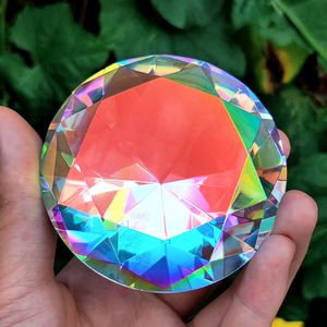 Dekorativa objekt Figurer 30-80mm AB Färgglad K9 Crystal Diamond Paperweight Rainbow Maker Prism Glass Diamanter Bröllop Hem Desktop Decoration 230906