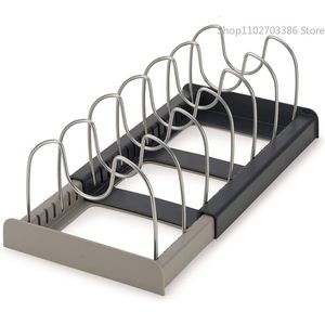 Outra organização de armazenamento de cozinha 7pcs bloco de corte pote tampa rack tampas retráteis racks suportes de fogão suportes de aço inoxidável à prova de arranhões para bancada 230906