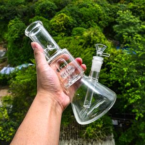 9 inch thick glass beaker bong crown perc glass water smoking pipe with 14mm bowl