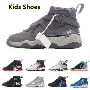 Kids Athletic Outdoor Jumpman 8 8s Baby Basketball Shoes Olive Aqua Playoffs Center Star Chrome Red Black platinum girls boys kid Babies Child trainer Sports Sneaker