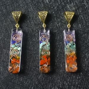 Pendant Necklaces Retro Colorful Chips Stone Natural Chakra Orgone Energy Pendulum Amulet Reiki Healing Orgonite Crystal For Women